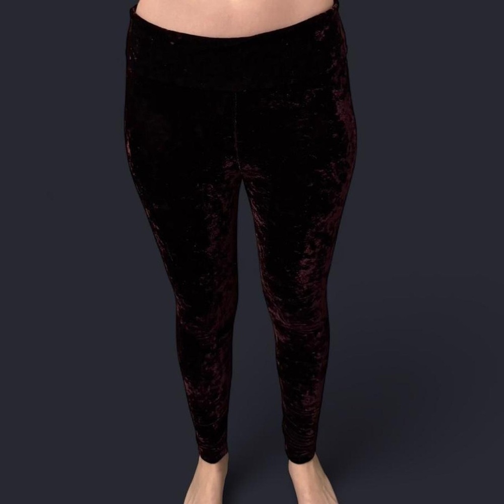 Forever 21 / Crushed Velvet Leggings / Dark Purple / Foldover Waistband / Size S